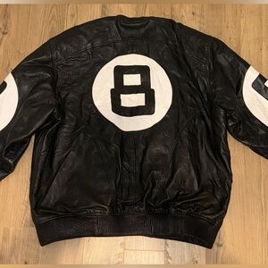 8--Ball Bomber Leather Jacket Men’s 4xl fits like 3xl